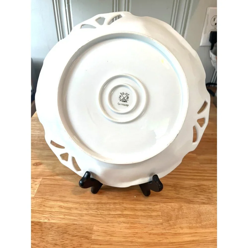 Beyer & Block Antique Dresden Reticulated Porcelain Plate With Floral Design